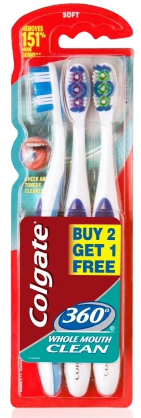 Colgate Toothbrush - 360 Whole Mouth Clean - Saver Pack, Buy 2 Get 1 Free