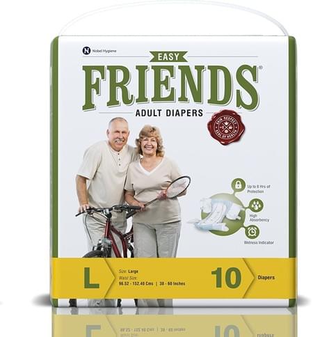 Friends Easy Adult Diapers Large Pack Of 10 (taped Diaper)