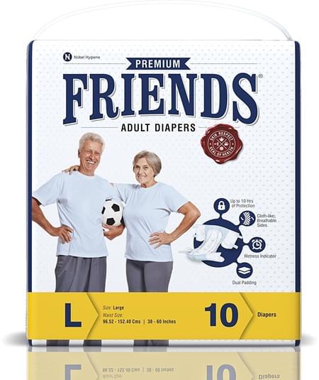 Friends Premium Adult Diapers Large Pack Of 10 (taped Diaper)