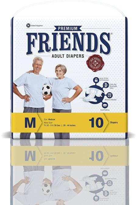 Friends Premium Adult Diapers Medium Pack Of 10 (taped Diaper)