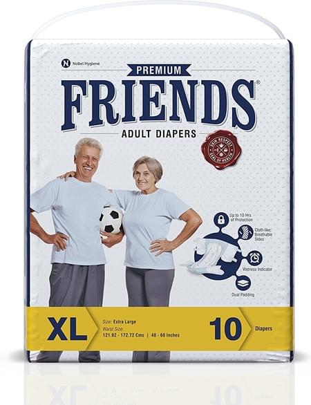 Friends Premium Adult Diapers Extra Large Pack Of 10 (taped Diaper)