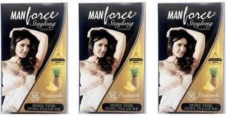 Manforce Staylong Pineapple Flavoured Condoms - Super Saver (3 X 10s)