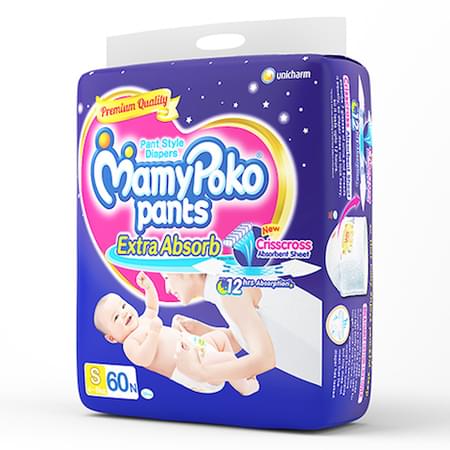 Mamypoko Pants Extra Absorb Diaper Small Size Pack Of 60