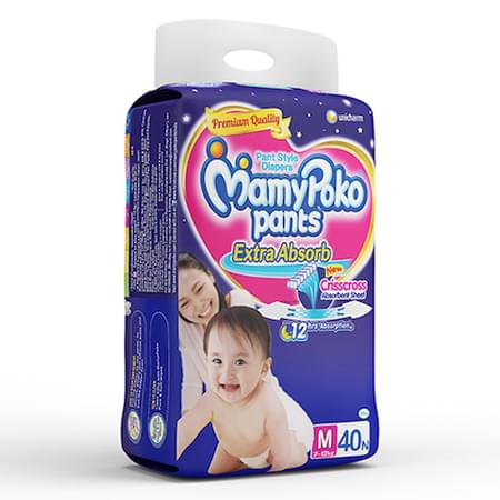 Mamypoko Pants Extra Absorb Diaper Medium Size Pack Of 40