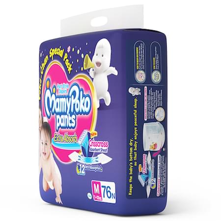 Mamypoko Pants Extra Absorb Diaper Medium Size Pack Of 76