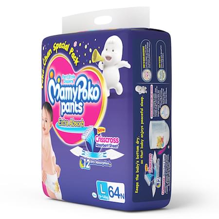 Mamypoko Pants Extra Absorb Diaper Large Size Pack Of 64