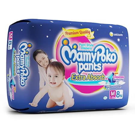 Mamypoko Pants Extra Absorb Diaper Medium Size Pack Of 8